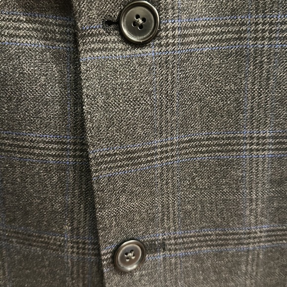 CUSTOM MADE MENS DESIGNER WOOL TWO BUTTON GRAY, BLUE, TAN AND BLACK SPORTCOAT - Picture 4 of 8